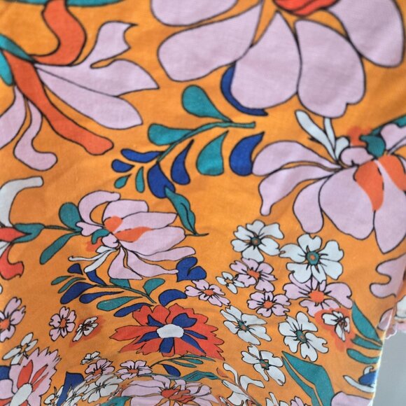 Marc New York Orange Boho V-Neck Linen/Viscose Sleeveless Blouse Size Large - Picture 3 of 11